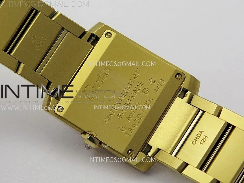 Tank Francaise Ladies 21.2mm Diamond Bezel YG 8848F 1:1 Best Edition Silver Dial on YG Bracelet Ronda Quartz V2